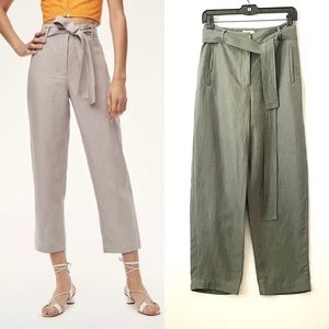 Aritzia Wilfred Tie Front Linen Pants